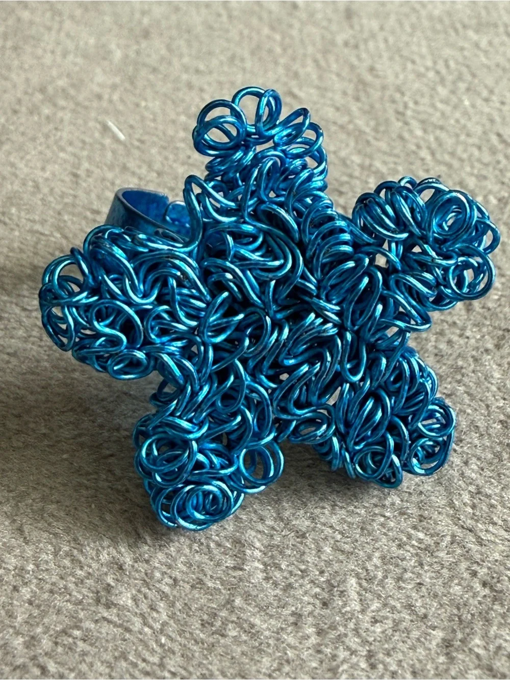 Blue Floral Wire Statement Ring - Women Jewelry